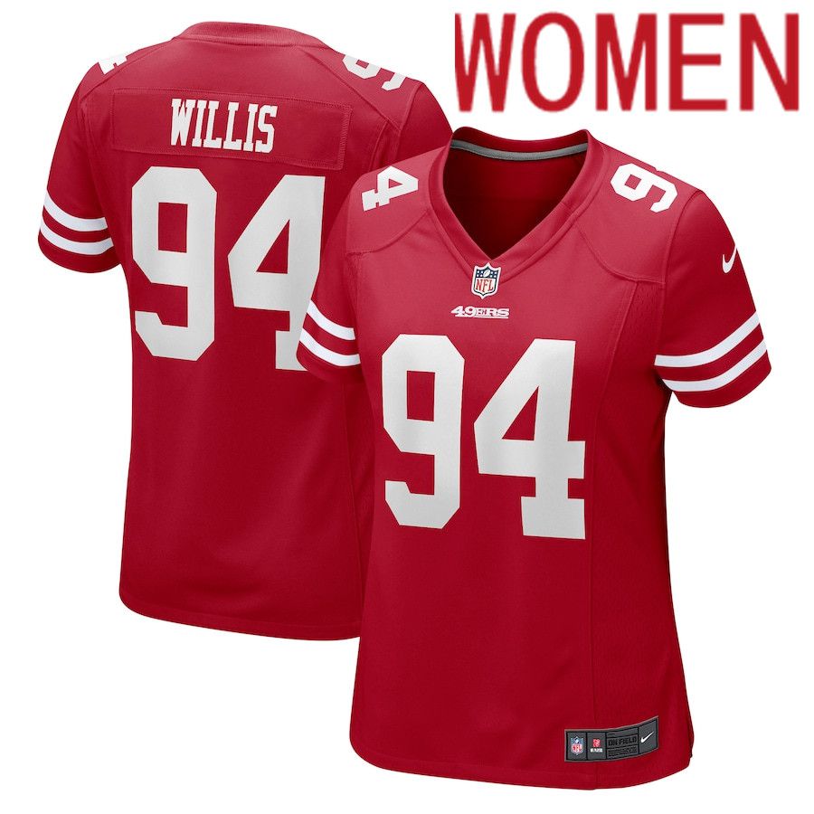 Women San Francisco 49ers #94 Jordan Willis Nike Scarlet Game Player NFL Jersey